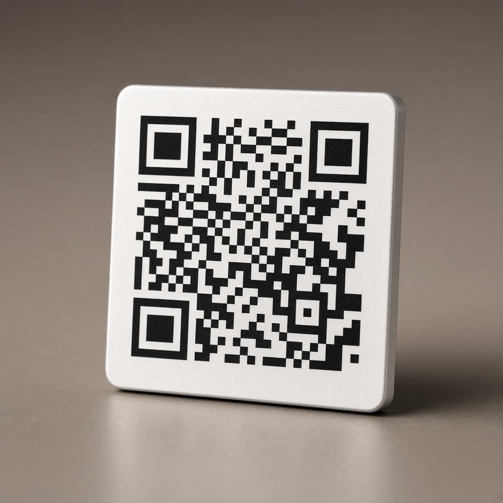 Rigid 3mm white outdoor QR aluminum sticker with 3M VHB backing
